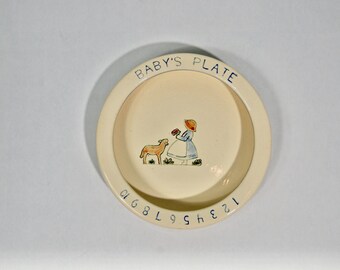 Antique baby food dish, nursery decor