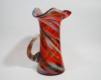 Vintage 1970's studio art glass pitcher