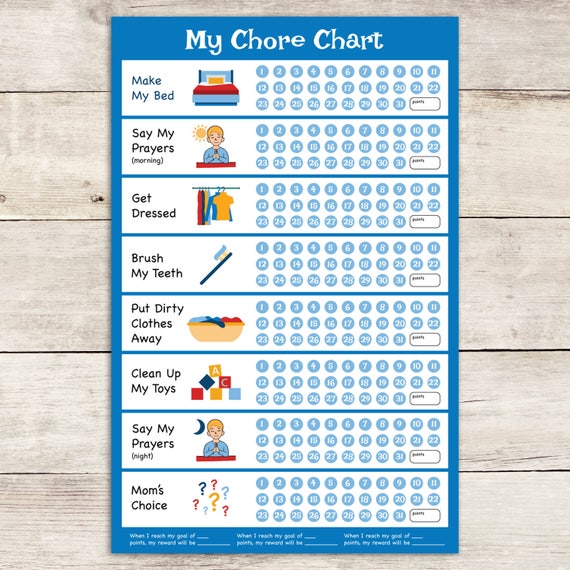 Monthly Chore Chart For Kids