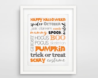 Halloween Subway Art DIGITAL DOWNLOAD Printable Wall Art - Etsy