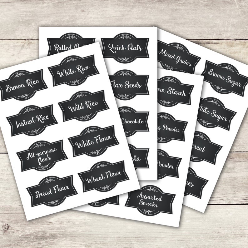 Chalkboard Style Pantry Labels Printable  Instant Download 