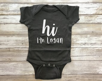 Hi I'm Custom Name Bodysuit, Personalized Bodysuit, Baby Shower Gift, New Baby Gift, Newborn Gift, Custom Bodysuit, Personalized Shirt Baby