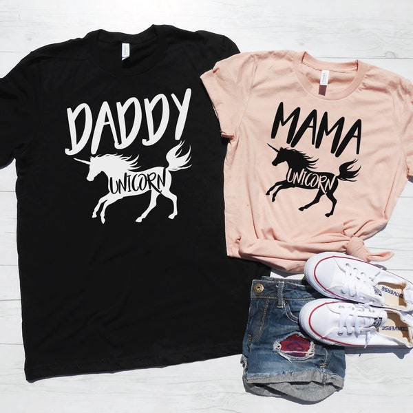 Mommy Daddy Shirts - Pregnancy Announcement Shirts - Mama Unicorn - Daddy Unicorn - Family Unicorn Shirts - Matching Unicorn Shirts - Unisex