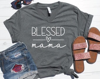 V-Neck Praying Mom Graphic Boutique Tee