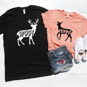 Mommy Daddy Shirts, Pregnancy Announcement Shirts, Mommy Deer, Daddy Deer, Family Deer Shirts, Matching Deer Shirts, Deer Theme Birthday
