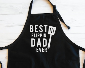 Dad Apron, Funny Dad Apron, Father's Day Apron, Father's Day Gift, Best Flippin' Dad Ever, Dad Grilling Apron, Dad Grill Master Apron