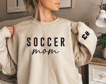 Soccer Mom Sweatshirt, Personalized Soccer Shirt, Game Day Soccer Hoodie, Jersey Number Soccer Sweatshirt, Custom Soccer Ball Shirt