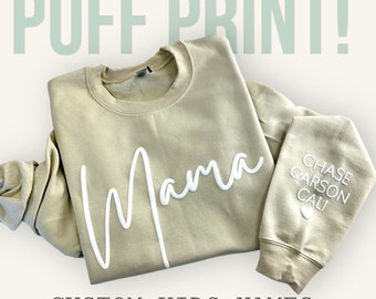 Embossed Mama Sweatshirt, Puff Print Mama Sweatshirt, Mothers Day Gift for Mom, Mom Birthday Gift Idea, Anniversary Gift for Mom, Custom