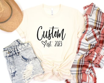 Custom Name Est Shirt, Grandma Est Custom Year T-Shirt, New Grandma Shirt, Aunt Shirt, Pregnancy Reveal, Mimi Est, Nana 2024, Memaw, Pops