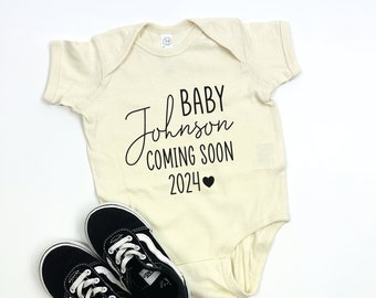 Custom Announcement Baby Bodysuit - Personalized Bodysuit - Natural Coming Soon Bodysuit Shirt for Baby