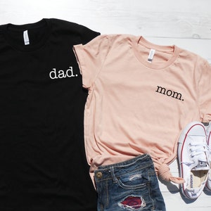 Mom Dad Shirts, Mom and Dad Pocket Print Shirts, Mom Shirt, Dad Shirt, Birthday Party Shirts, Mom and Dad Tees, Mothers Day Fathers Day Tee