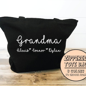 Grandma Tote Bag, Grandma Gift Bag, GiGi Tote Bag, Personalized Grandmother Tote Bag, Gammy Tote, Nana Tote, Lovey Tote Bag, Grandma Gift