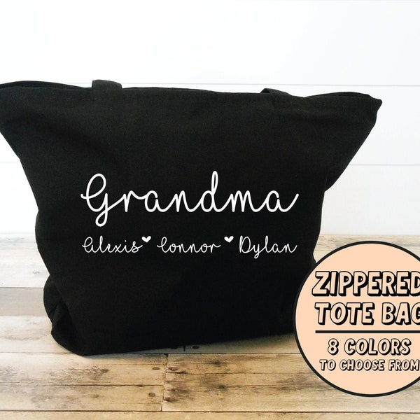 Grandma Tote Bag, Grandma Gift Bag, GiGi Tote Bag, Personalized Grandmother Tote Bag, Gammy Tote, Nana Tote, Lovey Tote Bag, Grandma Gift