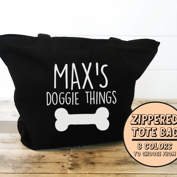 Doggie Things Tote Bag, Custom Dog Tote Bag, Personalized Dog Tote Bag, Dog Mom Bag, Dog Toys Tote Bag, Dog Park Bag, Gift for Dog Mom