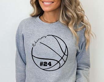 Custom Basketball with Team Name & Jersey Number. Basketball Mama Sweater. Basketball Mom. Personalized Basketball with Number. Unisex Sizes