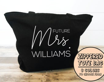 Future Mrs Tote - Future Mrs Tote Bag - Engagement Gift for Her - Engaged Gift - Bride to Be Gift - Zippered Tote Bag - Newly Engaged Tote
