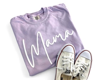 Comfort Colors Mama Puff T-Shirt, Oversized Mama Shirt, Puff Mama Shirt, Comfort Colors® Shirt, Mama Embossed Shirt, Raised Lettering Tee