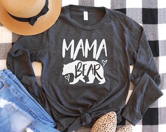 Mama Bear Long Sleeve Shirt - Mom Long Sleeve - Mama Long Sleeve Shirt - Christmas Gift for Mom - Mama Christmas Shirt - Mama Bear Tee Cute