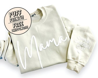 Embossed Mama Sweatshirt, Puff Print Mama Sweatshirt, Mothers Day Gift for Mom, Mom Birthday Gift Idea, Anniversary Gift for Mom, Custom