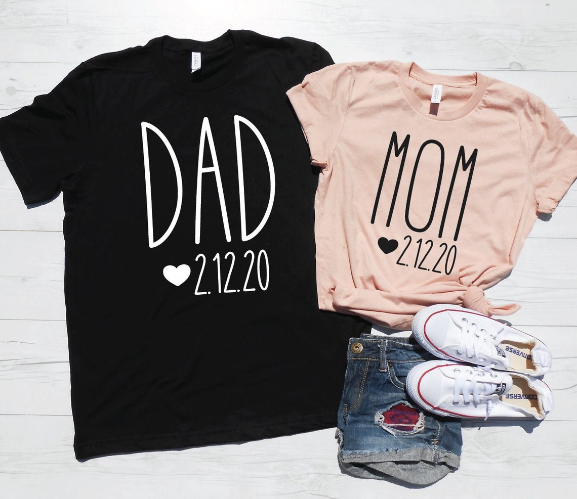 Mom Dad Est Shirts Mommy Daddy Shirts Mom Est Date T-shirt - Etsy