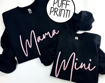 Mama & Mini Puff Sweatshirts, Mama Mini Sweatshirts, Mommy and Me Sweatshirts, Matching Mother Daughter Shirts, Mothers Day Outfit Gift Mom