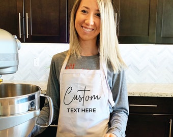 Custom Apron for Women, Aprons with Pockets, Gift Ideas Personalized Apron, Custom Women's Apron, Gift for Mom Wife Girlfriend Fiancee