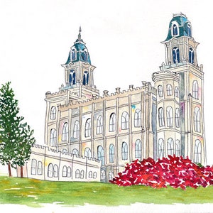 Manti Utah Temple-Watercolor