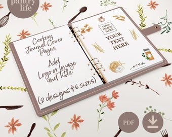 Cookery Journal Cover Page - Editable text - Add your own logo or Image - Cooking planner - Cooking Journal