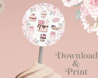 Printable Tea and Cake cupcake toppers, afternoon tea, tea party, cakes