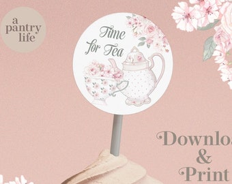 Printable Tea and Cake cupcake toppers, afternoon tea, tea party, cakes