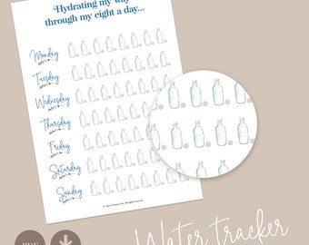 Printable tracker-water tracker-hydrate tracker-hydration tracker-habit tracker-goal tracker-motivational tracker-weekly tracker-water