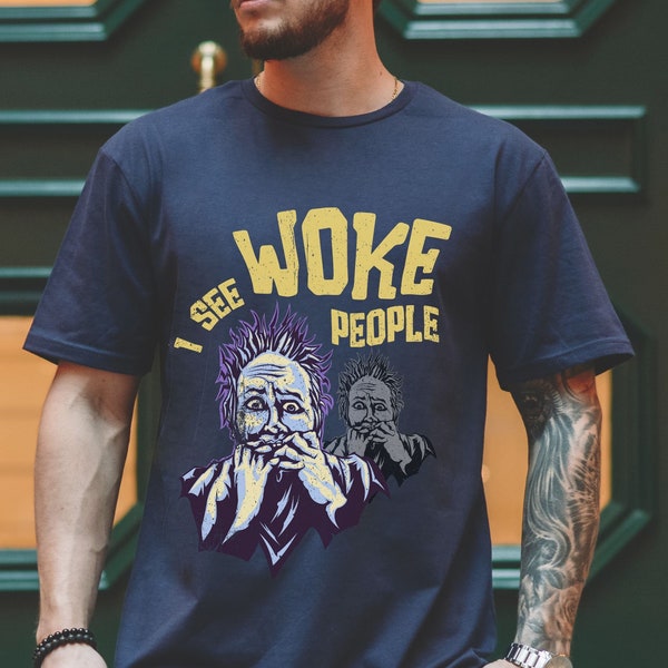 Anti-Woke T-shirt, Scared Person I see Woke People Shirt, Funny Movie Inspired Top, Sarcastic Conservatives Tee, Funny ghost Top, Right Wing