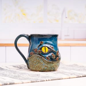 Dragon Eye Cup,  Handmade Medieval Pottery Mug, Cthulhu style ceramic mug