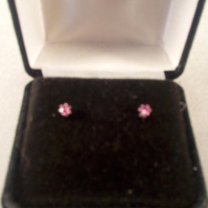 3mm Ruby (N) &quot;A&quot; grade Round Faceted in SS Stud Earrings and earnuts with patina