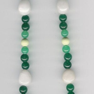 N03014P-Necklace-White Agate, Green Aventurine, Apple Green Chrysoprase, Lemon Chrysoprase, Sterlng Silver clasp w/ natural patina, 20.25in.