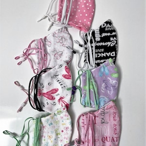 Ballerina Themed Small Fitted Face Masks with Filter Pocket Nose Wire and Adjustable Ear Loops