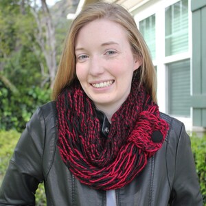 Cranberry and Black Arm Knit Scarf
