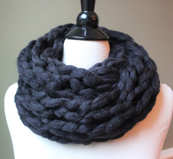 Black Chunky Arm Knit Infinity Scarf Black Chunky Arm Knit Infinity Scarf