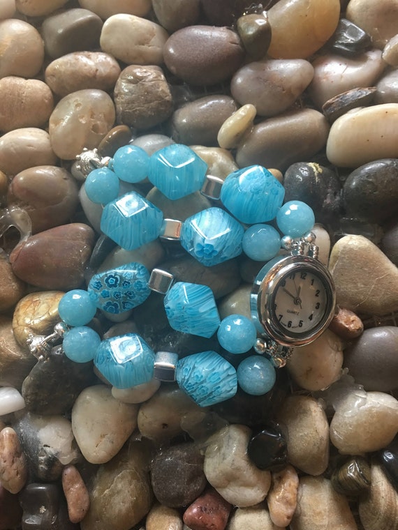 TURQUOISE BEADED WATCH TURQUOISE BEADED WATCH BAND – Crave Boutique main image 3