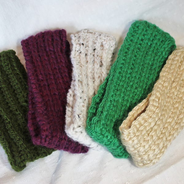 Crochet Ear Warmers Olive, Purple, White, Kelly Green, Grey, and Cream