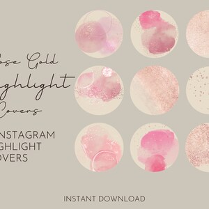 Rose Gold Highlight Covers | Instagram Highlight Covers | Rose Gold Covers | Instagram Story Icons | Pink and Gold