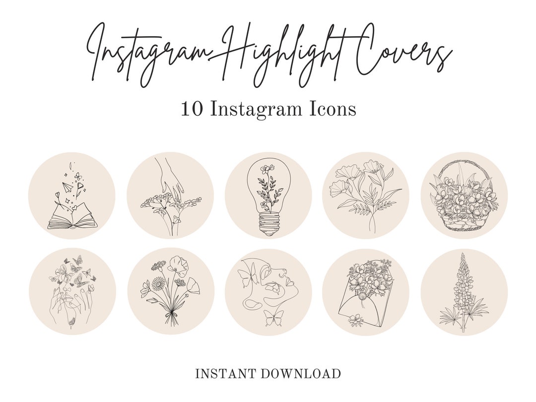 10 Line Art Highlight Covers | Instagram Highlight Covers | Line Art ...