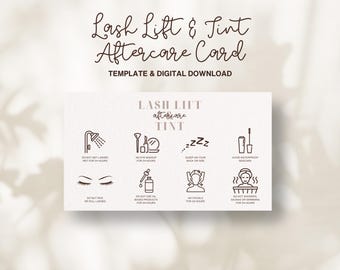 Editable Lash Aftercare Card | Lash Lift & Tint Care Card | Lash Tech Card | Eyelashes Care Card | Canva Lash Business Card | Lash Aftercare