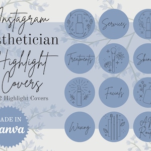 Esthetician Instagram Highlight Covers | Skincare Instagram Template | Story Highlight Icons | Blue Insta Covers