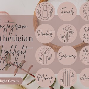 Esthetician Instagram Highlight Covers | Skincare Instagram Template | Story Highlight Icons | Covers