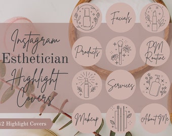Esthetician Instagram Highlight Covers | Skincare Instagram Template | Story Highlight Icons | Covers