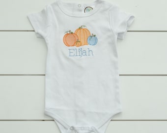 Personalized Pumpkin Shirt // Boy's Fall Pumpkin Bodysuit