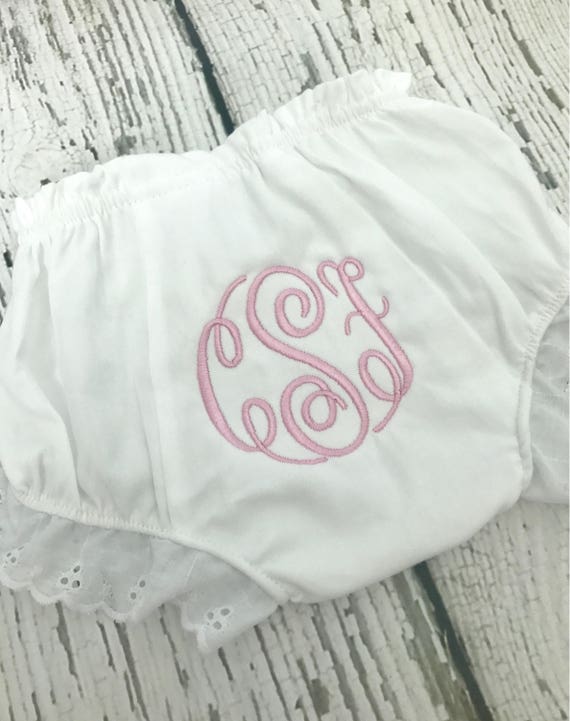 Monogrammed Bloomers // Baby Girl White Bloomers Etsy