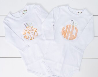 Pumpkin Monogram Bodysuit // Monogram Pumpkin Shirt