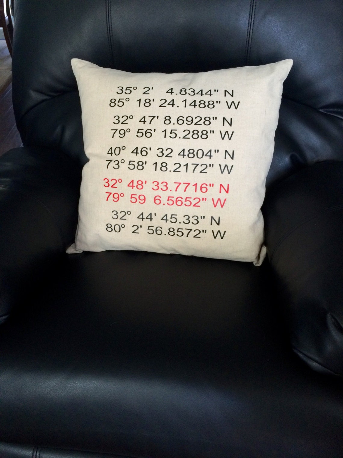 Coordinate Pillow // Custom Latitude and Longitude Pillow Etsy